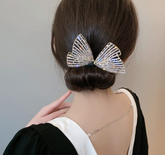 12 Pc Elegant Rhinestone Feather Hair Bun Clip - Magic Bun Maker and French Hairpin for Women and Girls
